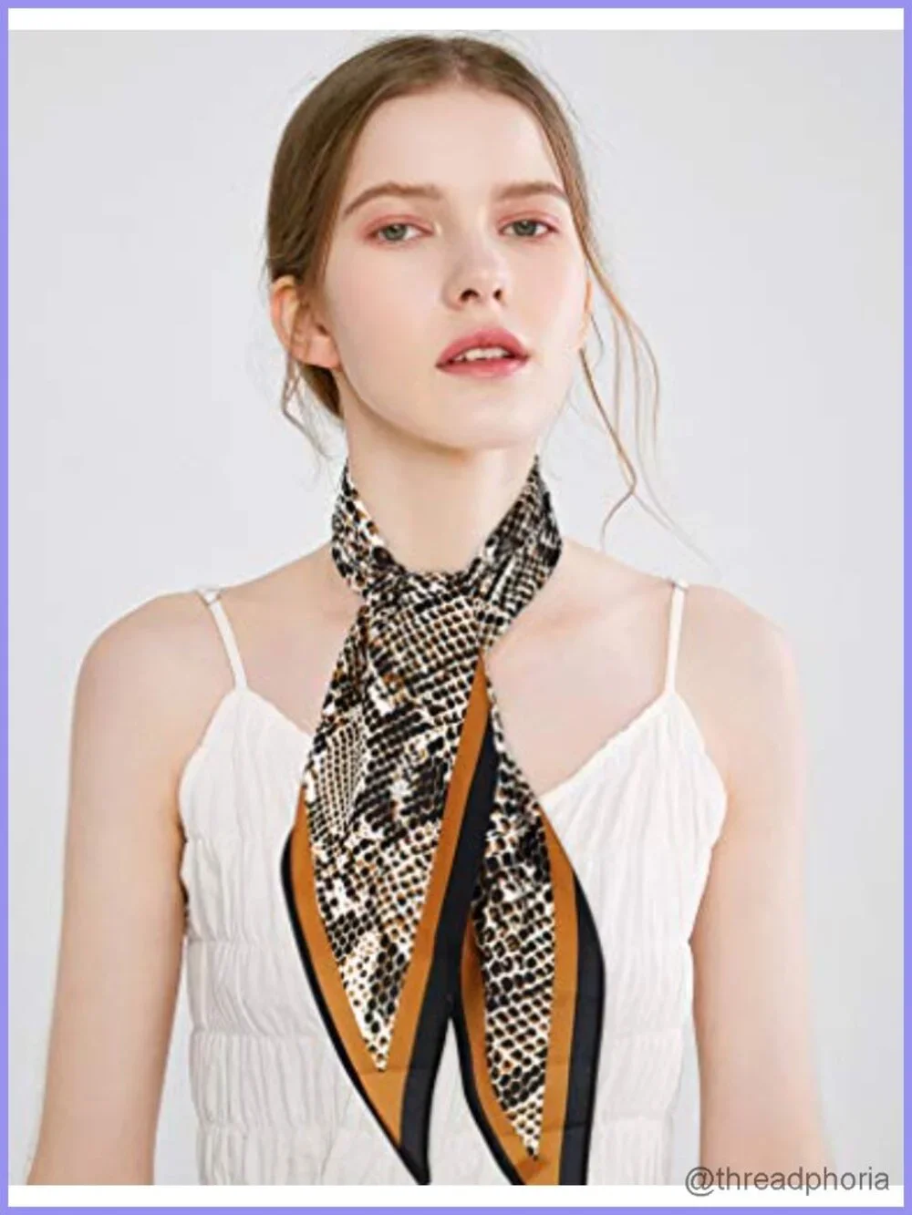 Silk Feel Hair Scarf Animal Print Leopard Neckerchief Women Bag Purse Accessory